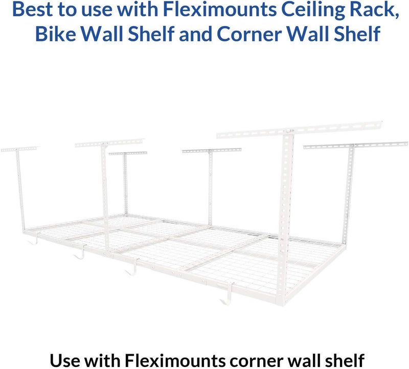 FLEXIMOUNTS 4 Pack Add On Storage Rail Hook Accessory for Ceiling Rack and Wall Shelving, Max Weight Capacity up to 50lbs, White - Image 5